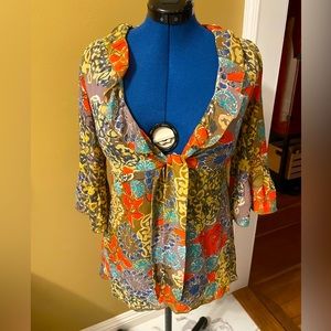 CAbi Abstract Floral Sheer Kimono / Cover Up / Size S / Excellent Condition / 🌺